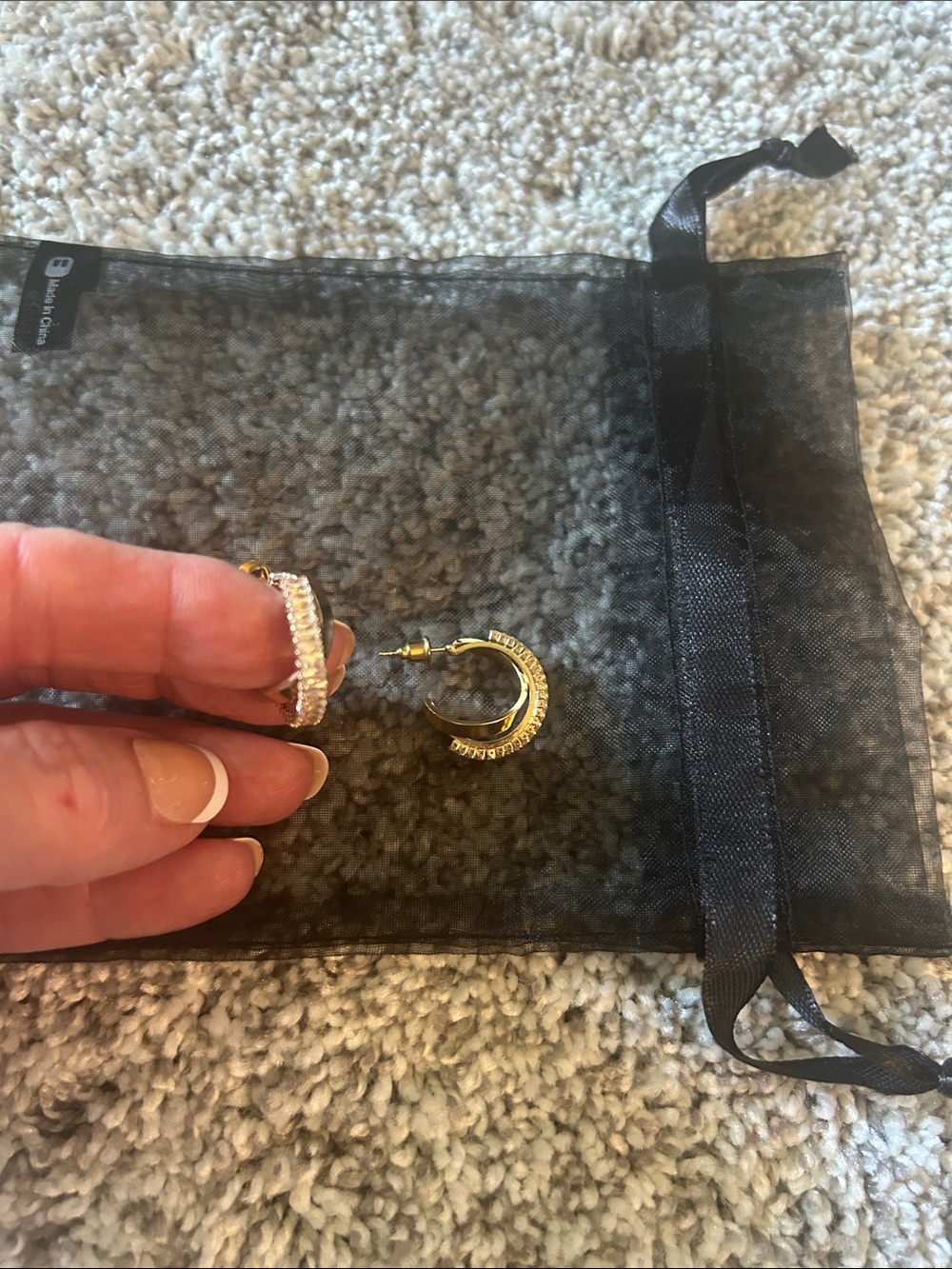 Gold Pave Hoop Earrings